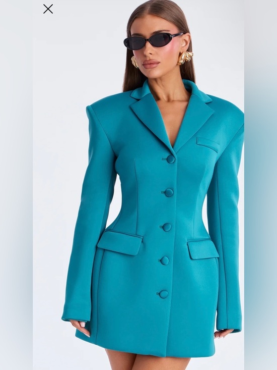 Fashion Nova Jackets & Blazers - Arbitration Babe Blazer Mini Dress - Teal